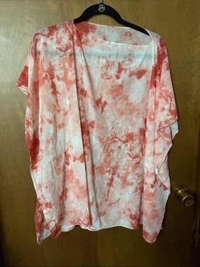 Source Unknown Coral and White Tie-Dye Swim Coverup
